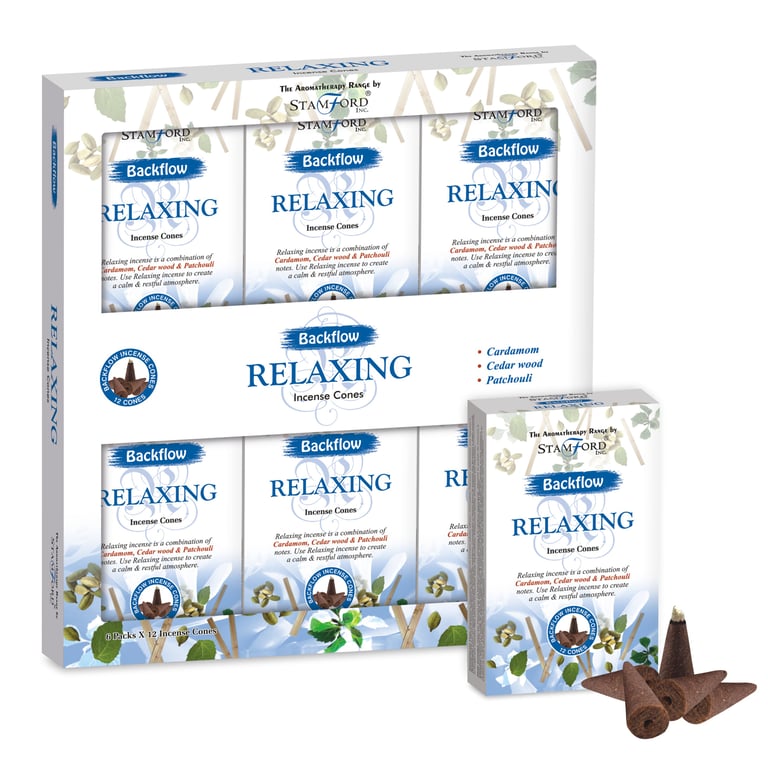 Stamford Backflow Relaxing Hand Rolled Incense Cones - 30 Minute Burn Time, Cruelty Free & Vegan