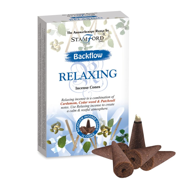 Stamford Backflow Relaxing Hand Rolled Incense Cones - 30 Minute Burn Time, Cruelty Free & Vegan