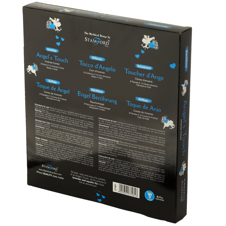 Stamford Backflow Angels Touch Hand Rolled Cruelty-Free Incense Cones - 30 Minute Burn Time
