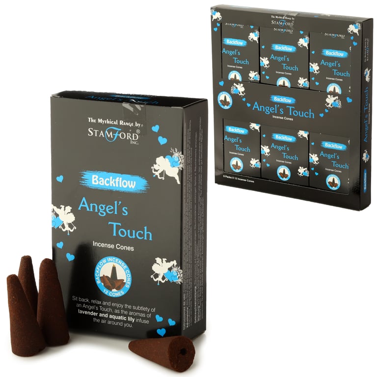 Stamford Backflow Angels Touch Hand Rolled Cruelty-Free Incense Cones - 30 Minute Burn Time