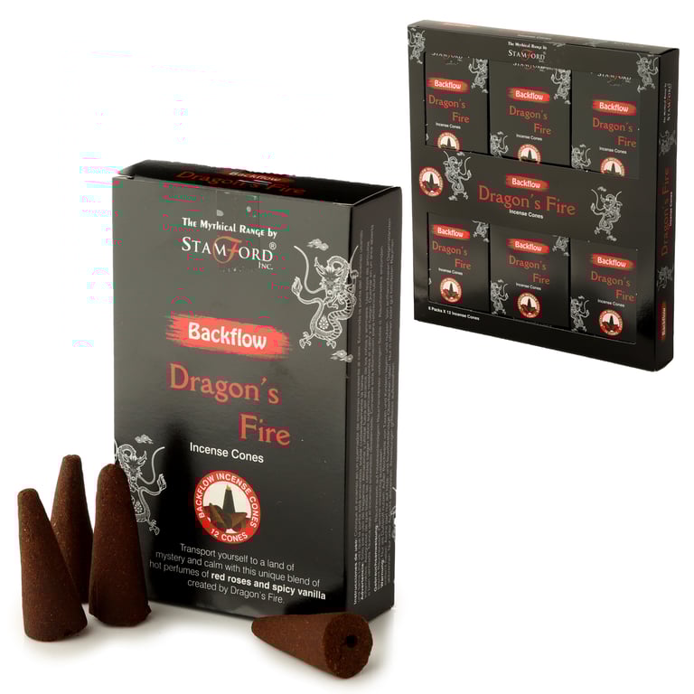 Stamford Backflow Dragons Fire 30 Minute Cruelty Free Vegan Incense Cones - Backflow Style