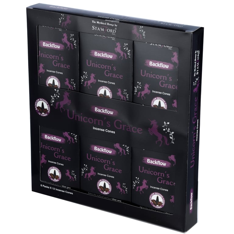 Stamford Backflow Unicorns Grace Vegan & Cruelty Free Hand Rolled Incense Cones for 30 Minute Burn Time