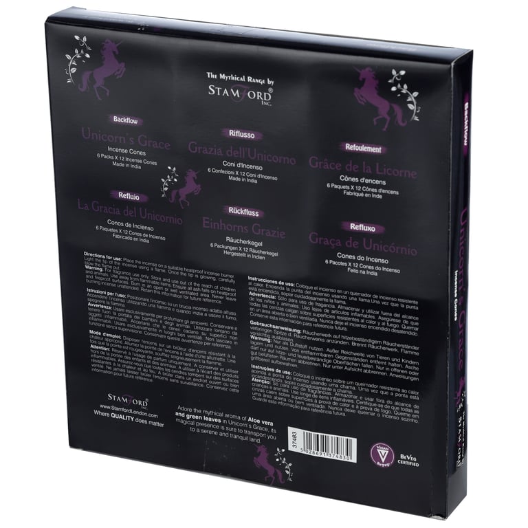 Stamford Backflow Unicorns Grace Vegan & Cruelty Free Hand Rolled Incense Cones for 30 Minute Burn Time