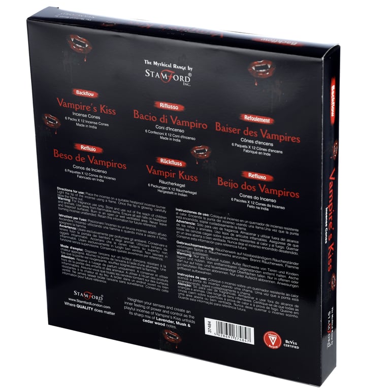 Stamford Backflow Vampires Kiss Hand Rolled Vegan & Cruelty Free Backflow Incense Cones - 30 Minute Burn Time