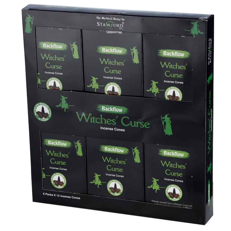 Stamford Backflow Witches Curse Hand Rolled Incense Cones - 30 Min Burn Time, Cruelty Free & Vegan