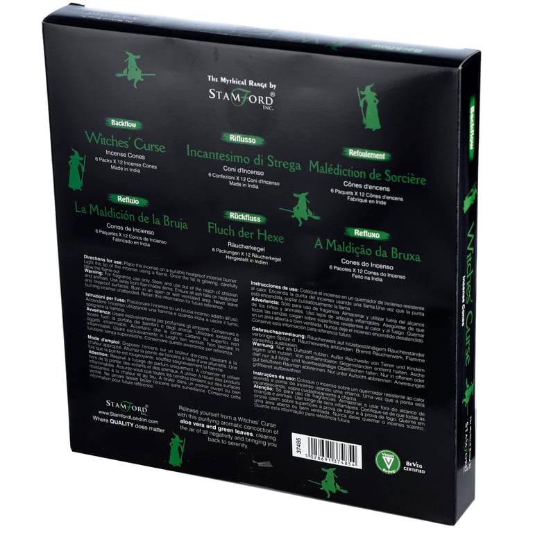 Stamford Backflow Witches Curse Hand Rolled Incense Cones - 30 Min Burn Time, Cruelty Free & Vegan