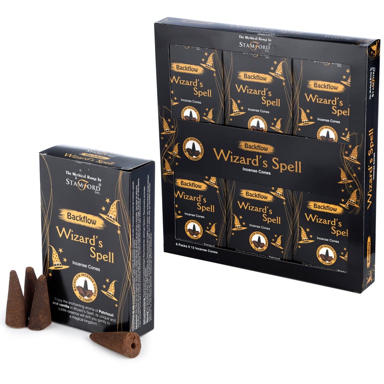 Stamford Backflow Wizards Spell Cruelty Free Hand Rolled Incense Cones - 12 Pack