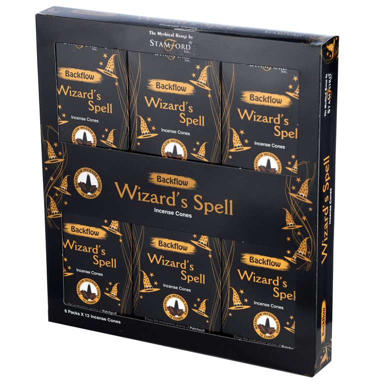 Stamford Backflow Wizards Spell Cruelty Free Hand Rolled Incense Cones - 12 Pack