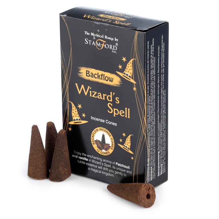 Stamford Backflow Wizards Spell Cruelty Free Hand Rolled Incense Cones - 12 Pack
