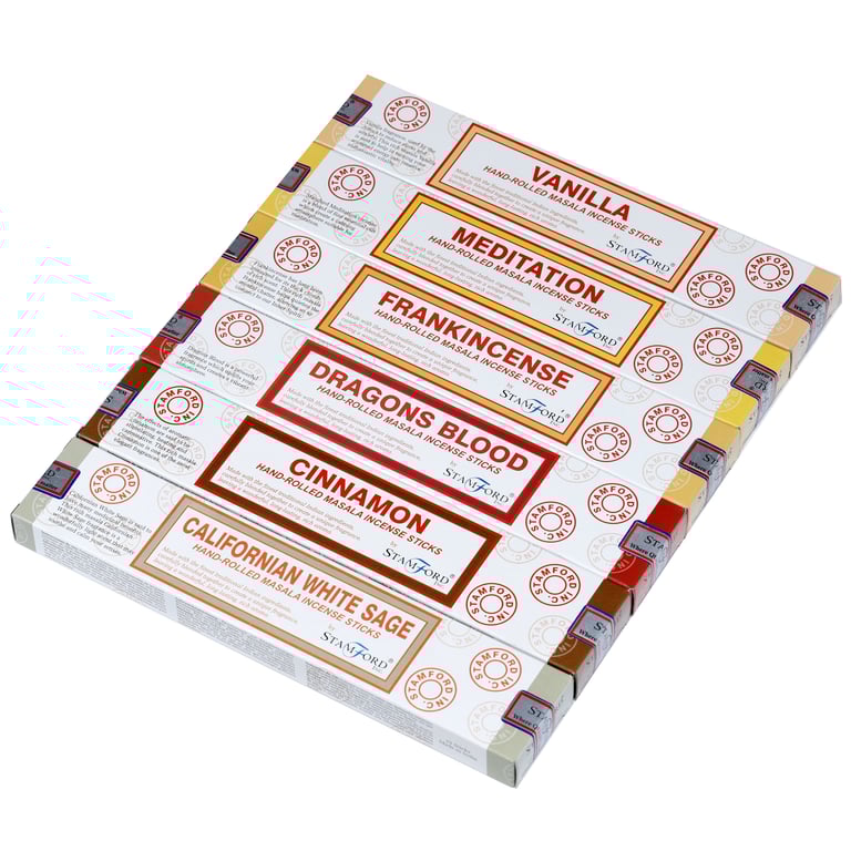 Stamford Masala Californian White Sage Incense Sticks 12 Pack Set - Cruelty Free & Vegan