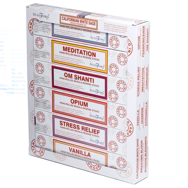 Stamford Masala Californian White Sage Incense Sticks 12 Pack Set - Cruelty Free & Vegan