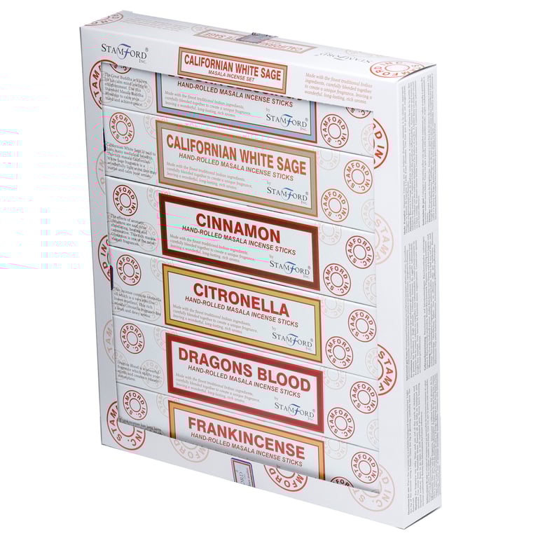 Stamford Masala Californian White Sage Incense Sticks 12 Pack Set - Cruelty Free & Vegan