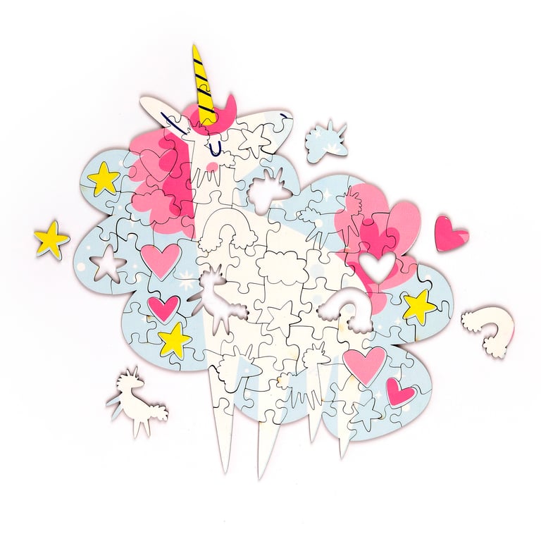 90pc Wooden Unicorn Magic Jigsaw Puzzle - CE Marked & EN71 Compliant