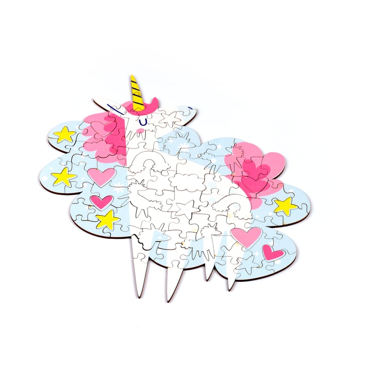 90pc Wooden Unicorn Magic Jigsaw Puzzle - CE Marked & EN71 Compliant