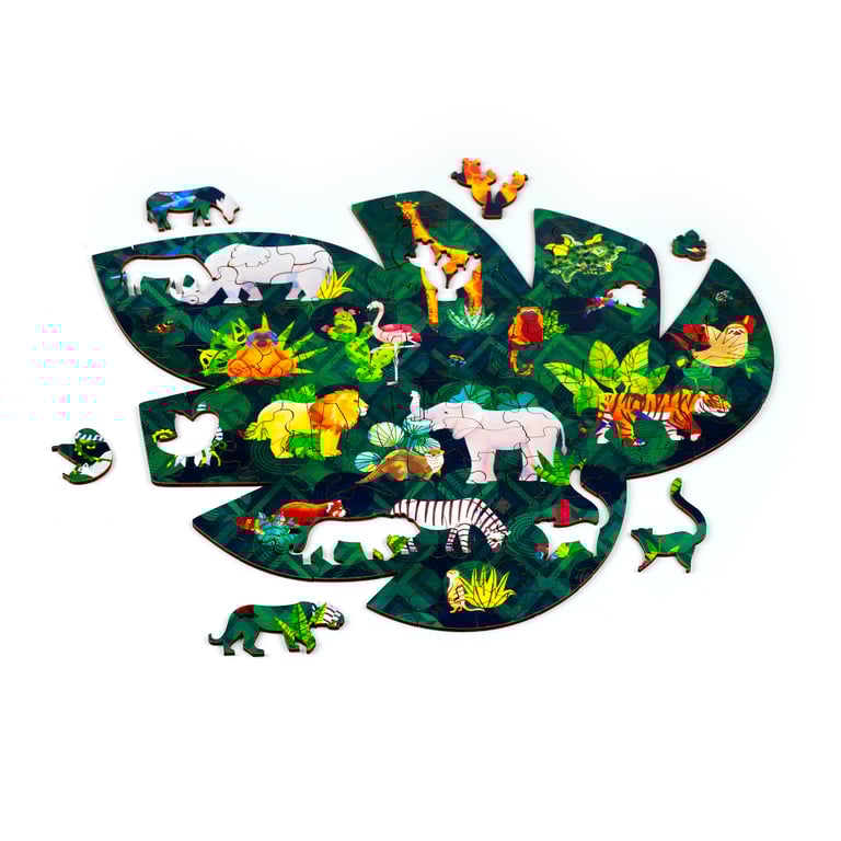 130pc Wooden Jigsaw Puzzle - Animal Kingdom, CE Marked & EN71 Compliant, 130 Piece Poplar Wood Puzzle