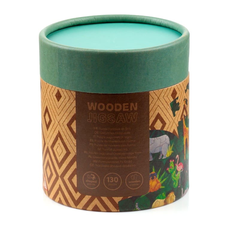 130pc Wooden Jigsaw Puzzle - Animal Kingdom, CE Marked & EN71 Compliant, 130 Piece Poplar Wood Puzzle