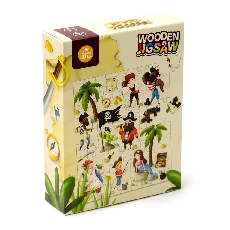 90pc Wooden Jolly Roger Pirates Puzzle - CE Marked & Kid Friendly
