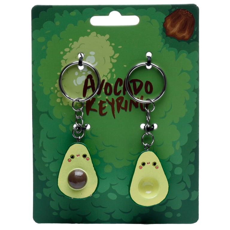 Avocado Resin and Metal Novelty Keyrings Set of 2 Home Decor