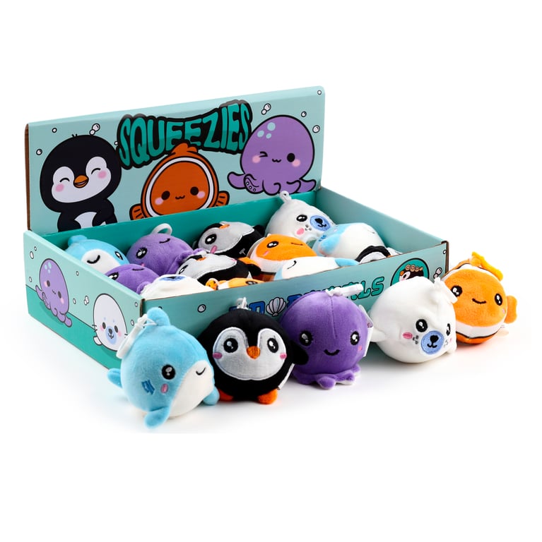 Adoramals Squeezies Sealife Plush Keyring - CE Marked & Non-Toy Keychain