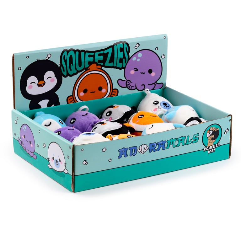 Adoramals Squeezies Sealife Plush Keyring - CE Marked & Non-Toy Keychain
