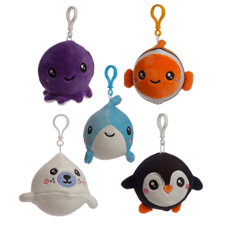 Adoramals Squeezies Sealife Plush Keyring - CE Marked & Non-Toy Keychain