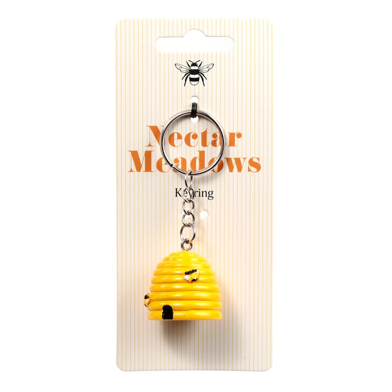 Nectar Meadows Beehive Resin Metal Keyring - Novelty Home Decor Accessory