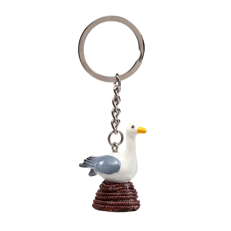 Resin and Metal Seagull Buoy Keychain on Rope