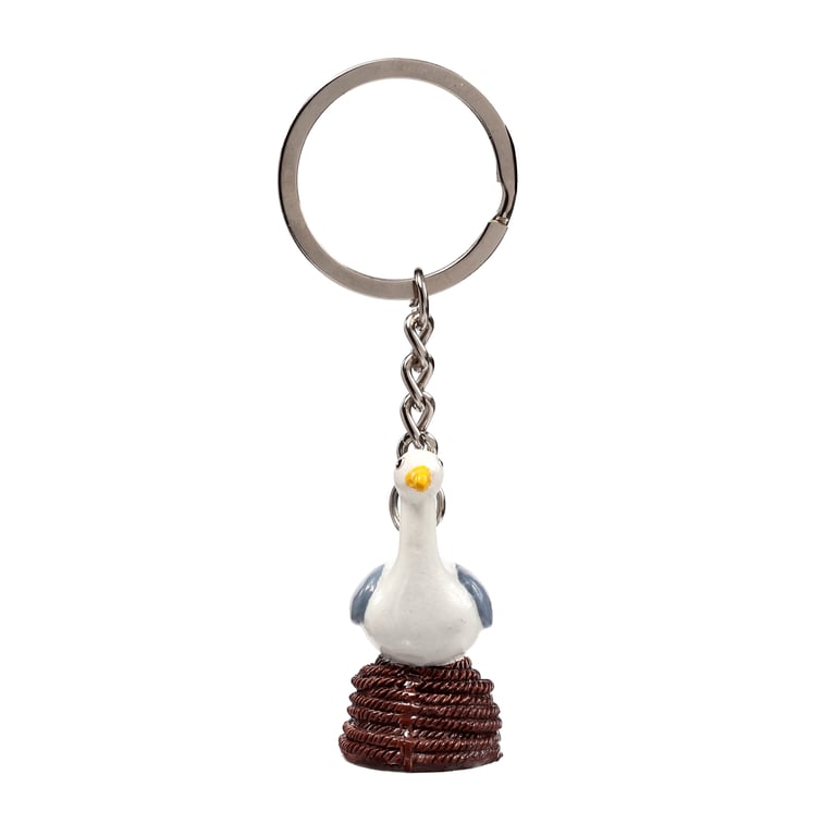 Resin and Metal Seagull Buoy Keychain on Rope
