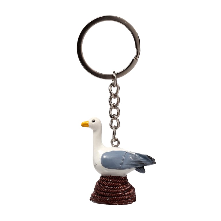 Resin and Metal Seagull Buoy Keychain on Rope