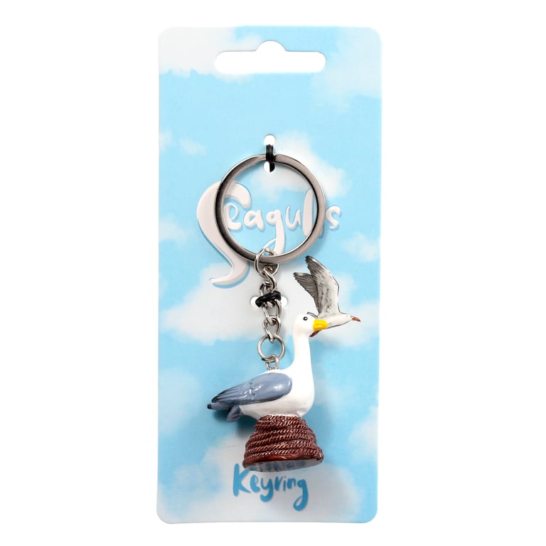 Resin and Metal Seagull Buoy Keychain on Rope