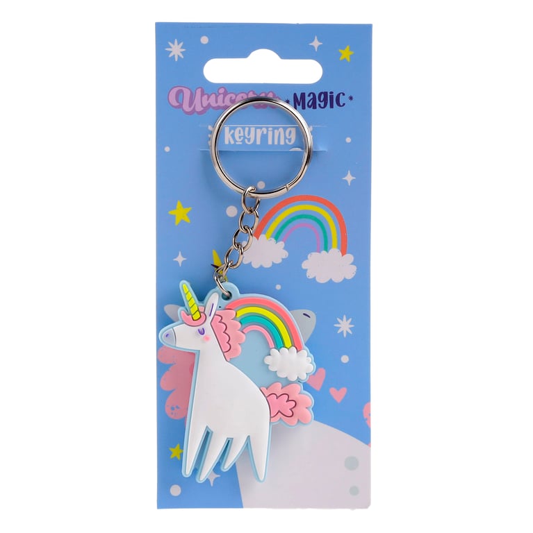 PVC Unicorn Magic Pink Keychain with Stainless Steel Hardware