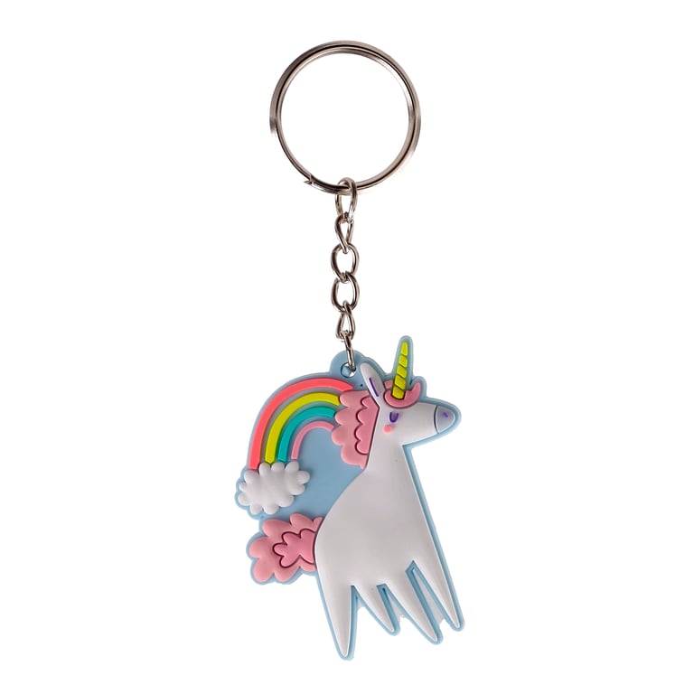 PVC Unicorn Magic Pink Keychain with Stainless Steel Hardware