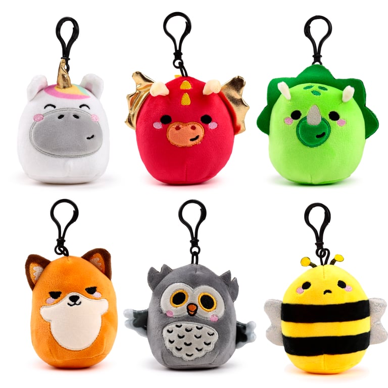 Adoramals Squidglys Plush Keyring - CE Marked Soft Toy Keychain