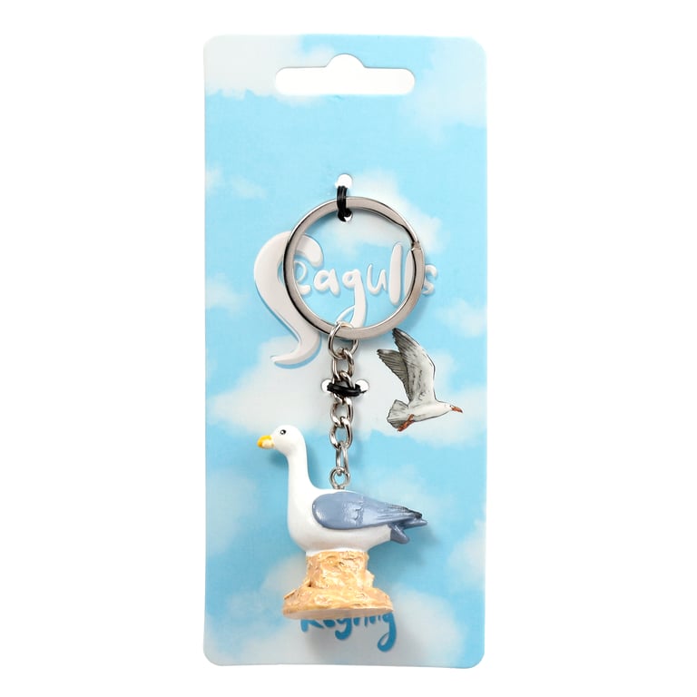 Seagull Buoy on Rock Resin Metal Novelty Keyring