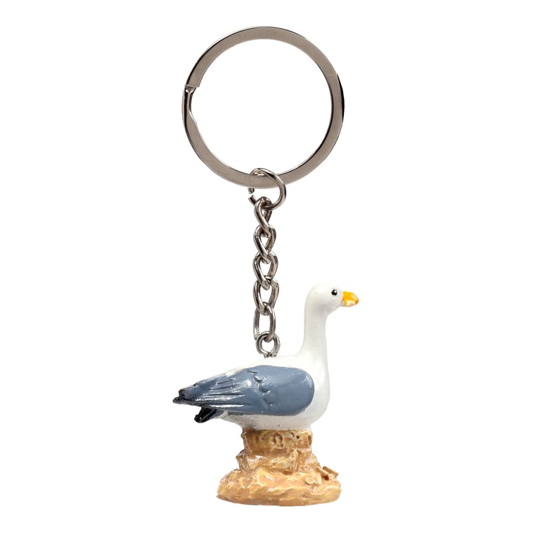 Seagull Buoy on Rock Resin Metal Novelty Keyring