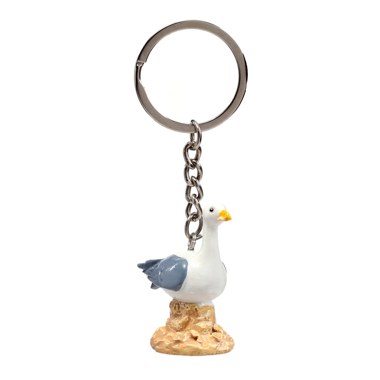 Seagull Buoy on Rock Resin Metal Novelty Keyring
