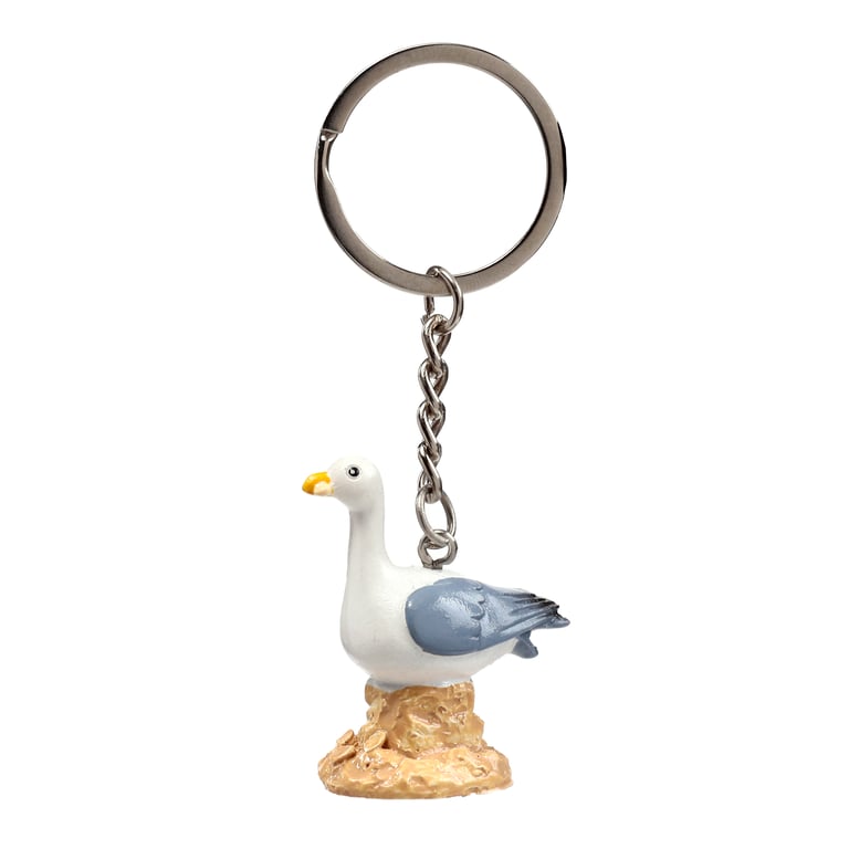 Seagull Buoy on Rock Resin Metal Novelty Keyring