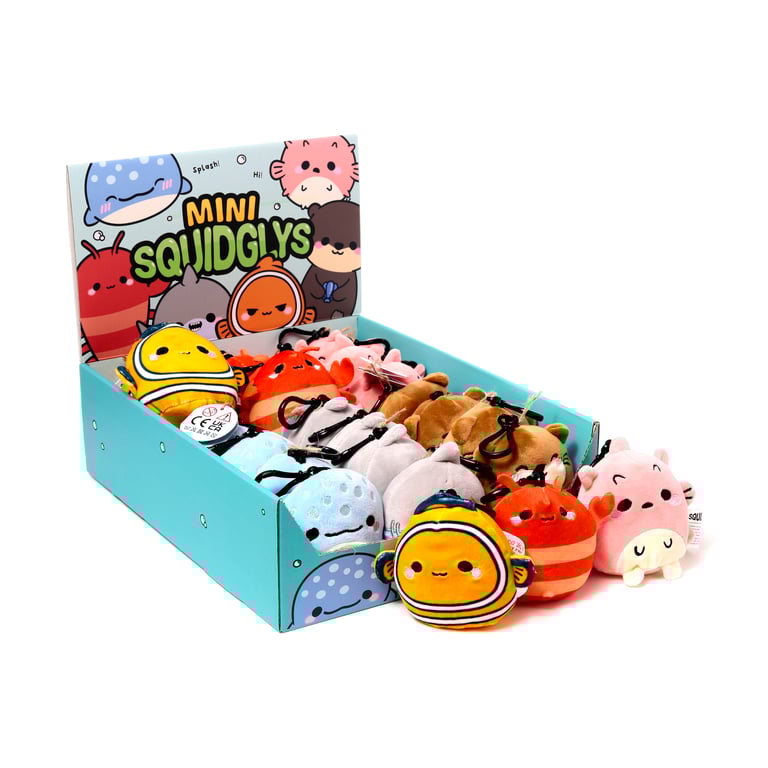 Squidglys Plush Keyring - Soft Velboa Sealife Toy CE/EN71 Compliant