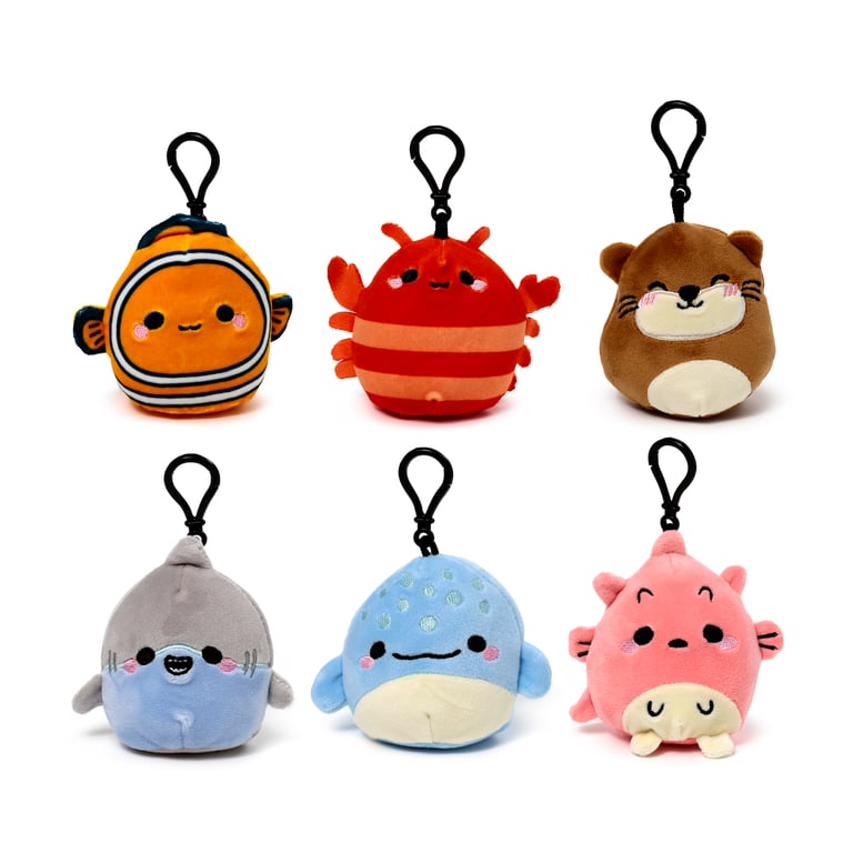 Squidglys Plush Keyring - Soft Velboa Sealife Toy CE/EN71 Compliant