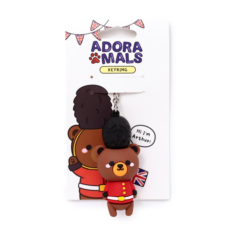 3D PVC Arthur the Bear London Guardsman Keyring - CE/UKCA Marked