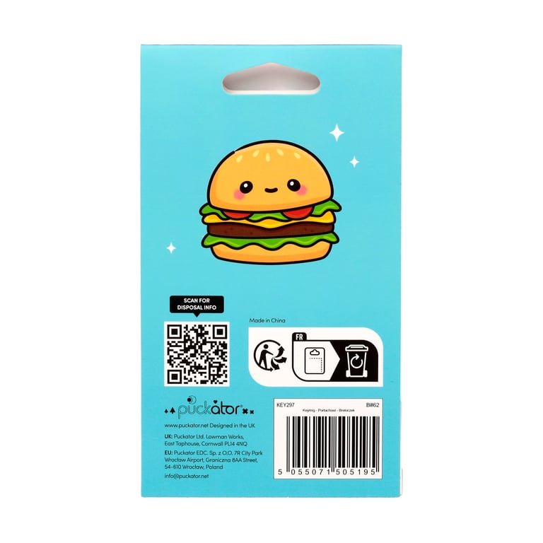 Hammy the Burger 3D PVC Keyring - CE/UKCA Marked, Durable & Suitable for All Ages