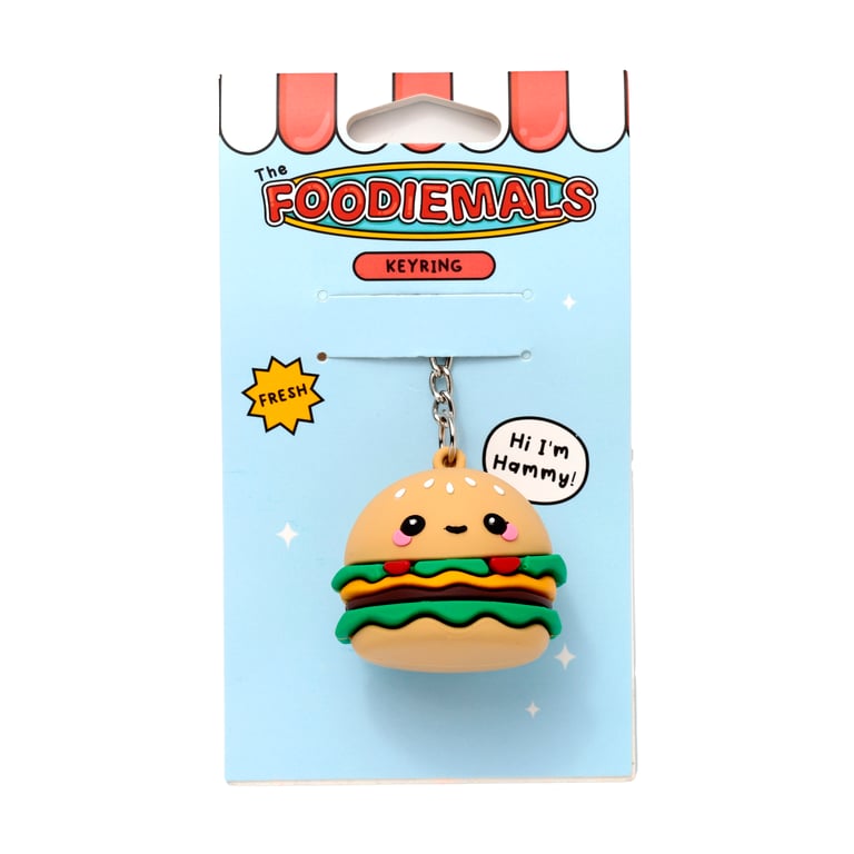 Hammy the Burger 3D PVC Keyring - CE/UKCA Marked, Durable & Suitable for All Ages
