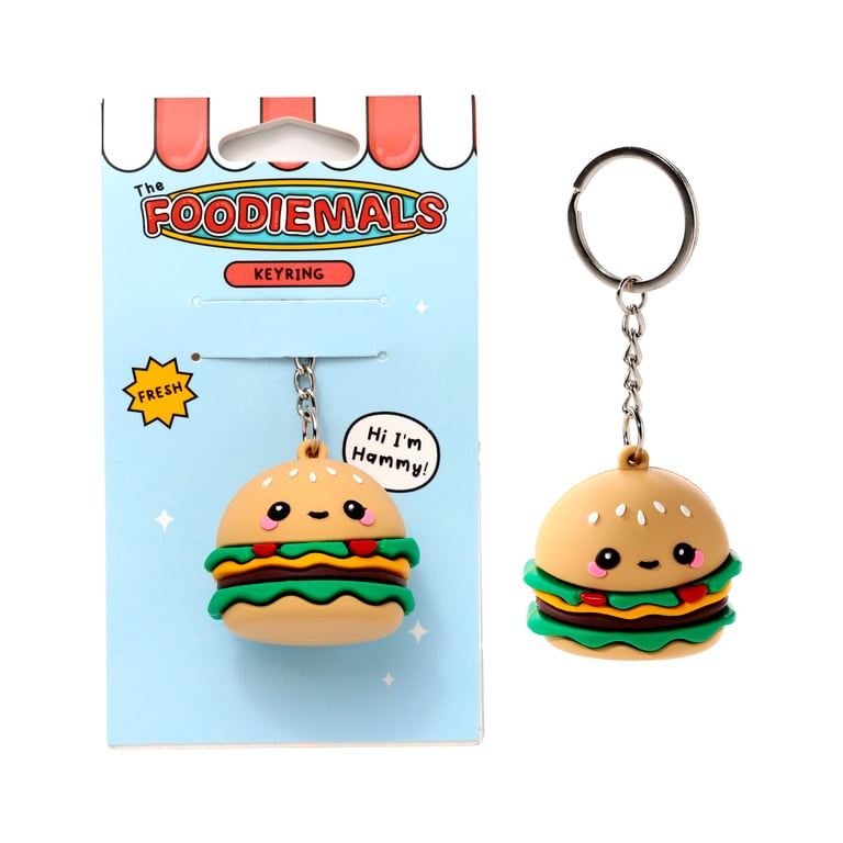 Hammy the Burger 3D PVC Keyring - CE/UKCA Marked, Durable & Suitable for All Ages