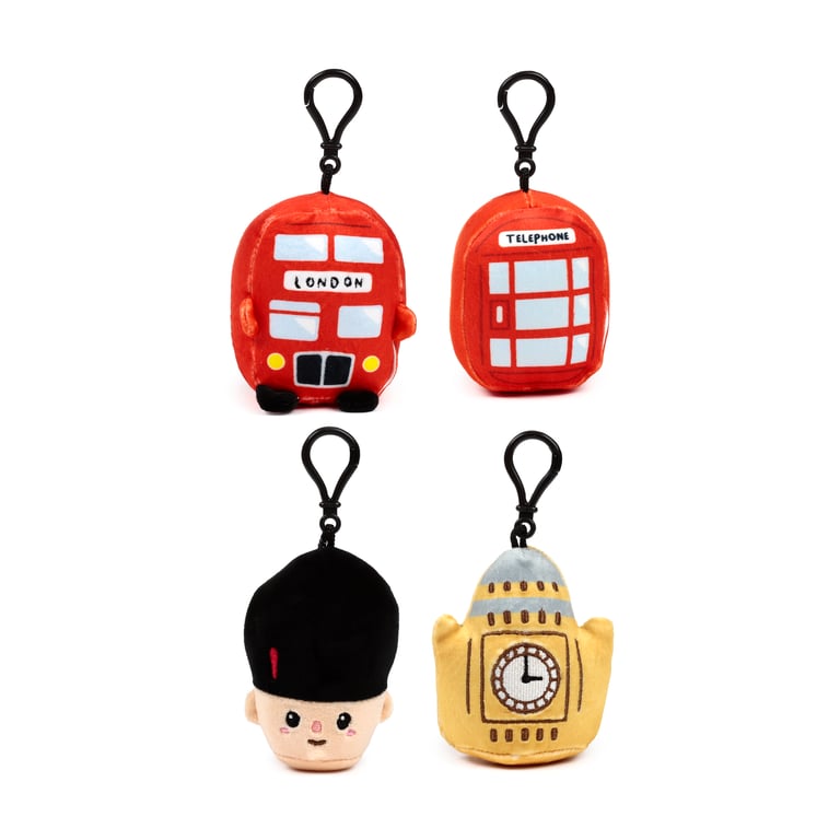 Squidglys Plush Mini Keyring - CE Marked London Souvenir Keychain