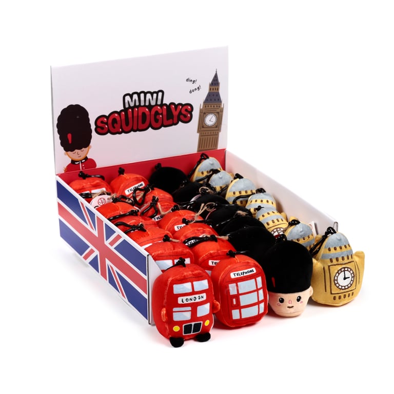 Squidglys Plush Mini Keyring - CE Marked London Souvenir Keychain