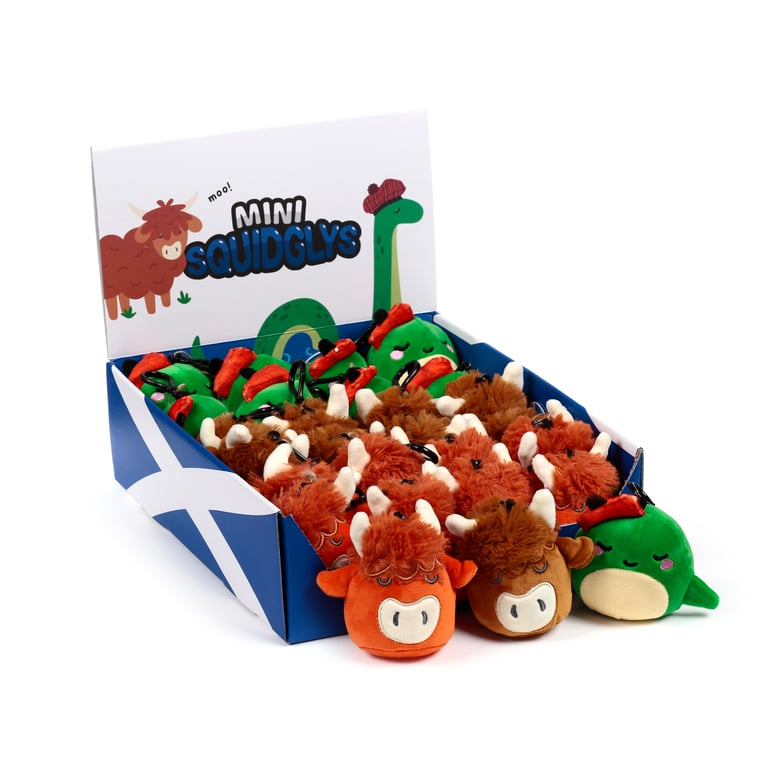 Squidglys Plush Mini Keyring - Scotland Souvenir, CE Marked & EN71 Compliant