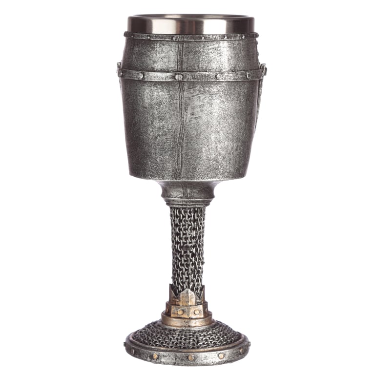 Collectable Decorative Medieval Helmet and Chain Mail Goblet Resin Stainless Steel Home Decoration