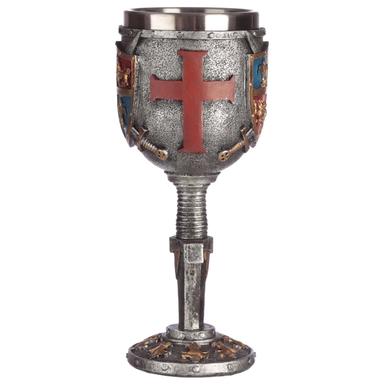Resin and Stainless Steel Coat of Arms Goblet - Elegant Home Decoration Collectible Glassware