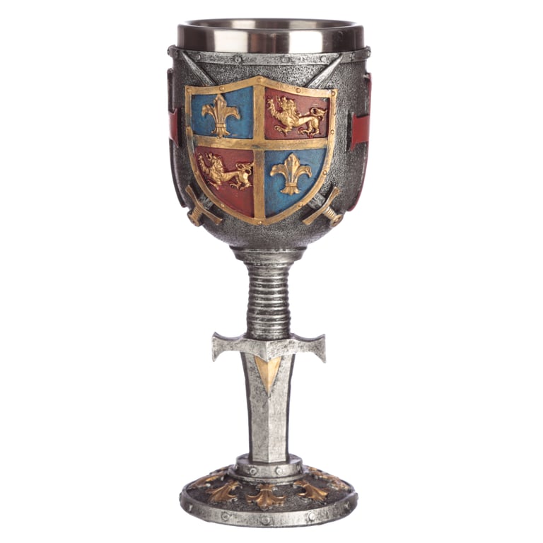 Resin and Stainless Steel Coat of Arms Goblet - Elegant Home Decoration Collectible Glassware