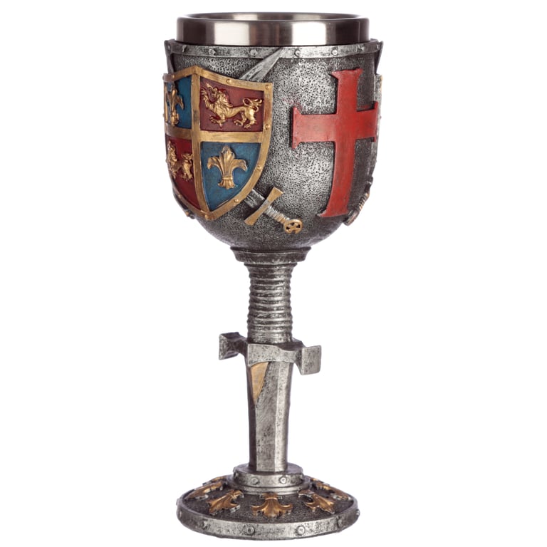 Resin and Stainless Steel Coat of Arms Goblet - Elegant Home Decoration Collectible Glassware
